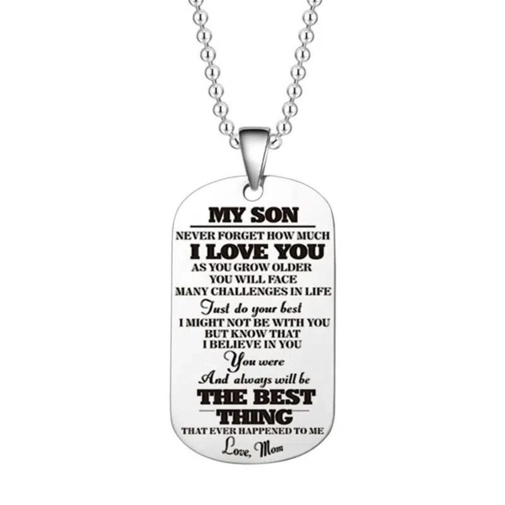 Stainless Steel Tag Necklace "From Parent to Child Love" (Son/Mom) ~ NEW!!!